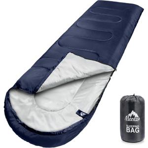 MEREZA Sleeping Bags for Adults Cold Weather Mens Warm Sleeping Bag for Big and Tall Girls Boys with Compression Sack for 3-4 Season Camping Backpacking Hiking