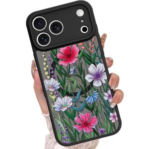 OOK Designed for iPhone 17 Pro Case Cute Flower Floral Design for Girls Women Compatible with Magsafe Soft TPU Camera Lens Protective Phone Magnetic Cover Compatible with iPhone 17 Pro 6.3 Inch