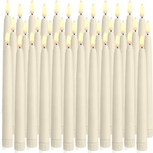 Baquler 36 Pcs Flameless Taper Candles LED Taper Candles Flickering Bulk Ivory LED Candlestick for Easter Wedding Church Halloween Christmas Party Decor Table Centerpiece, 8.5 in, No Batteries
