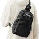 SEAFEW Black Sling Crossbody Bag for Men Women, Tactical Backpack Shoulder Daypack Mini Anti-Theft Cross Body Motorcycle Chest Bags, Small One Strap Fanny Back Pack for Casual Travel Hiking Sport Gym