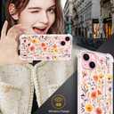 Compatible with iPhone 15 Plus Case Designer Cute Clear for Women,Cool Transparent Silicone Phone Cases Cover - Yellow Wild Flowers Plants