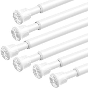 Tension Curtain Rod Spring Tension White 28-46Inch adjustable Curtain Rod 6PCS small Tension Rod of Small Window Cupboard Kitchen Closet