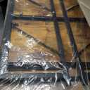 JSB No Assembly Folding Bookshelf, 3 Tier Industrial Metal Book Shelf for Storage, Vintage Wood Foldable Bookcase for Living Room, Bedroom, Office Organization Shelves (Fire Brown)