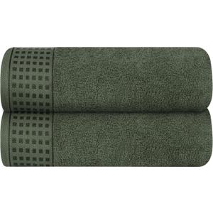 GLAMBURG 100% Cotton 2 Pack Oversized Bath Towel Set 28x55 Inches, Ultra Soft Highly Absorbant Compact Quickdry & Lightweight Large Bath Towels, Ideal for Gym Travel Camp Pool - Olive Green