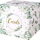 Gatherfun Sage Greenery Bridal Shower Card Box and Baptism Envelope Box for Wedding Gift, Baby or Bridal Shower Party Favors Decorations