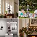 Jenaai 24" Large Black and White Checkered Decor Resin Home Halloween Decor
Christmas Black White Figurine Decor, Holiday Winter Modern Ornament, for Porch Yard Entryway Floor Mantel Fireplace Office