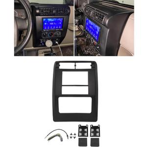 HECASA Double Din Dash Kit W/Wiring Harness Compatible with 2003-2006 Jeep Wrangler TJ Radio Dash Bezel