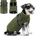 Dog Winter Coat with Harness Built-in | Waterproof Dog Jacket with Zipper & Fleece Lining | Reflective Cold Weather Coat for Small Medium Large Dogs, M