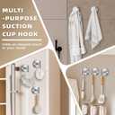 Suction Cup Hooks for Shower - Bathroom Reusable Hooks for Towels, Robes & Loofah - No-Drill Mounting on Kitchen,Walls,Metal,Glass,Mirrors,Tile & Smooth Non-Porous Surfaces (4, Brushed Nickel)