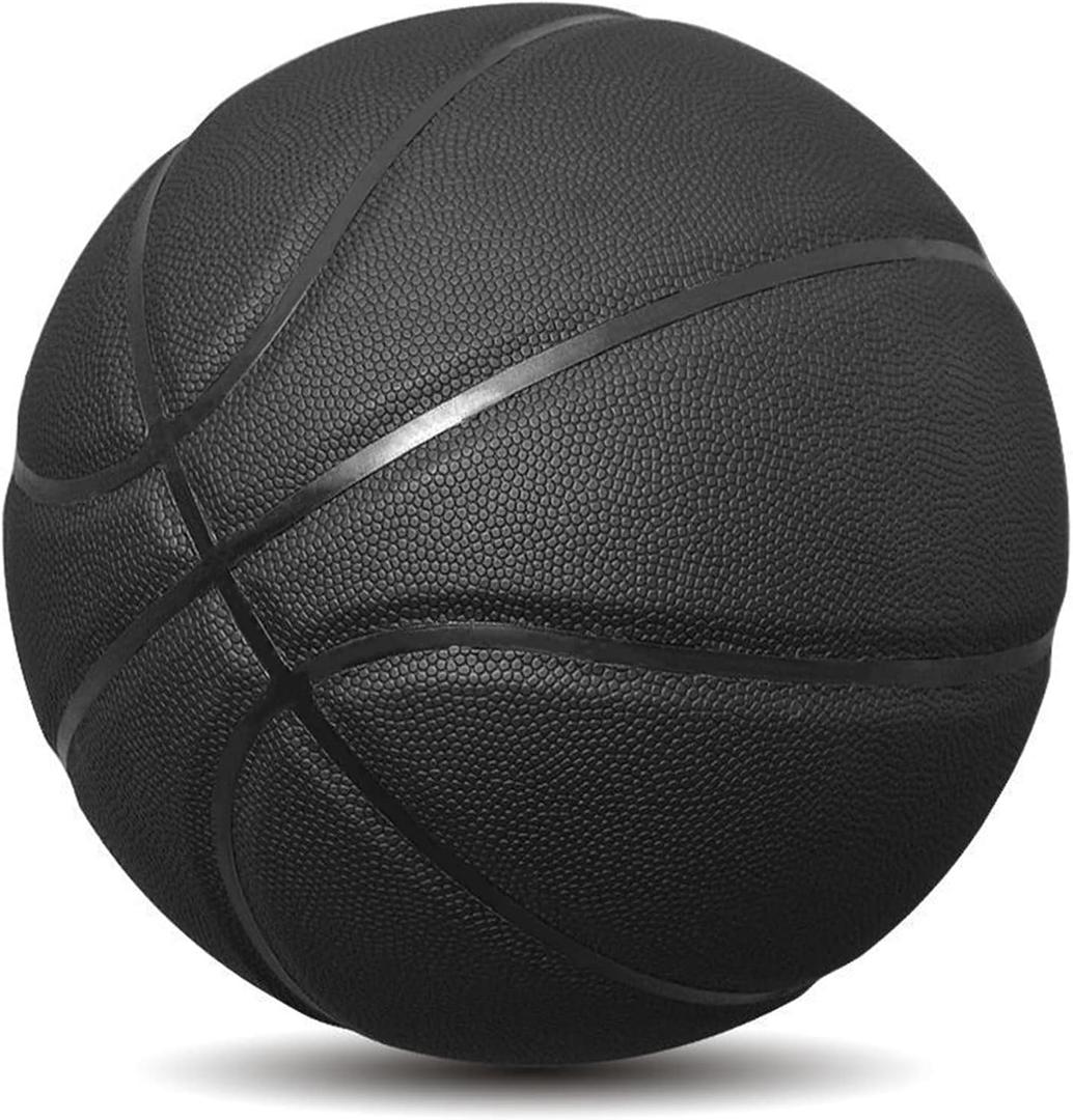 MINDCOLLISION Size 5/6/7 Solid Color Basketball, No Standard Non-Slip Wear-Resistant, Suitable for Indoor and Outdoor Children's Women's Youth Adult Basketball (Black)
