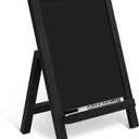 4 THOUGHT Small Tabletop Chalkboard Signs, 9.5" x 14" Magnetic Mini Chalk Board with Stand for Food Wooden Frame Easel Countertop Menu Board for Kitchen Cafe Home Pub, Black