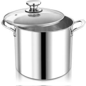 P&P CHEF 10 Quart Stock Pot with Lid, 10 Qt Large Stainless Steel Stockpot