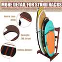 Freestanding Surfboard Rack, Vertical Surfboard Stand Racks, Surf Rack of Free Wall Mount Fits Shortboards, Longboards, Wakeboards, Holds 4 Board, Pine Wood,1 PCS,Dark Brown