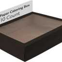 Restaurantware Cater Tek 17.9 x 12.3 x 3.2 Inch Baked Goods Boxes 10 Greaseproof Pastry Boxes - Window Lids Insert Tab Lock Black Paper Catering Boxes Easy Assembly For Charcuterie Or Cupcakes
