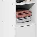 Furinno Fulda Bathroom Storage Cabinet, 5-Tier Bathroom Cabinet, Narrow Cabinet with Door and Adjustable Shelves, 32H, for Small Spaces, Bathroom, Living Room, Entryway, White