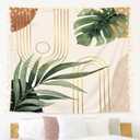 KOMLLEX Abstract Boho Mid Century Tapestry Tropical Leaves Modern Geometric Arch Minimalist Bohemian Plant Botanical Aesthetic Wall Hanging Neutral Home Decor Art for Living Room Bedroom Dorm 78Lx59W (green)