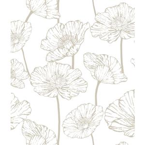 Orainege Peel and Stick Wallpaper Beige and White Floral Wallpaper 17.3inx393.7in Self Adhesive Contact Paper Removable Decorative Wall Paper for Bedroom Bathroom Cabinets Decor Vinyl