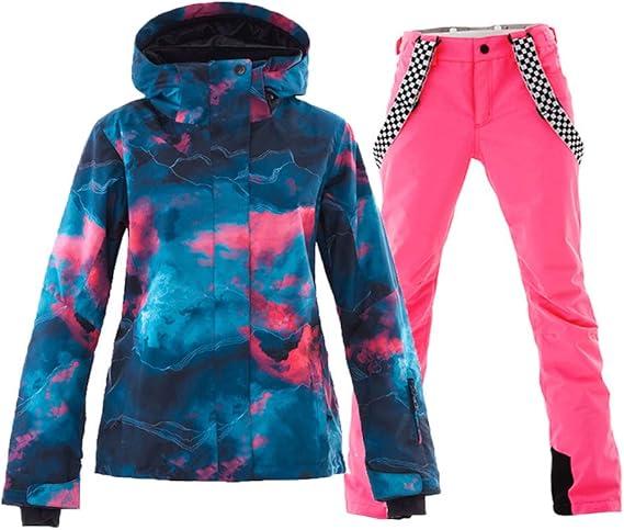 GS SNOWING Women's Ski Jackets and Pants Set Windproof Waterproof Insulated Snowsuit Winter Warm Snowboarding Snow Coat (Pink03, S)