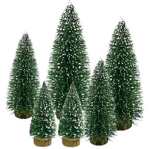 Yahpetes Christmas Trees 6 Pcs Artificial Bottle Brush Tabletop Trees Christmas Table Decorations for Xmas Holiday Party Decor (Green 6Pcs)