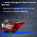 LED Outer Tail Light - Brake Taillight Compatible with Chevy Traverse 2018-2021 - Rear Lamp Assembly Replacement for 84618032 and GM2805130 - Outer Passenger Right Side