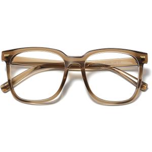PANNER Oversized Square Blue Light Blocking Glasses for Women Men Anti Glare Reduce Eyestrain Computer Glasses (Brown)