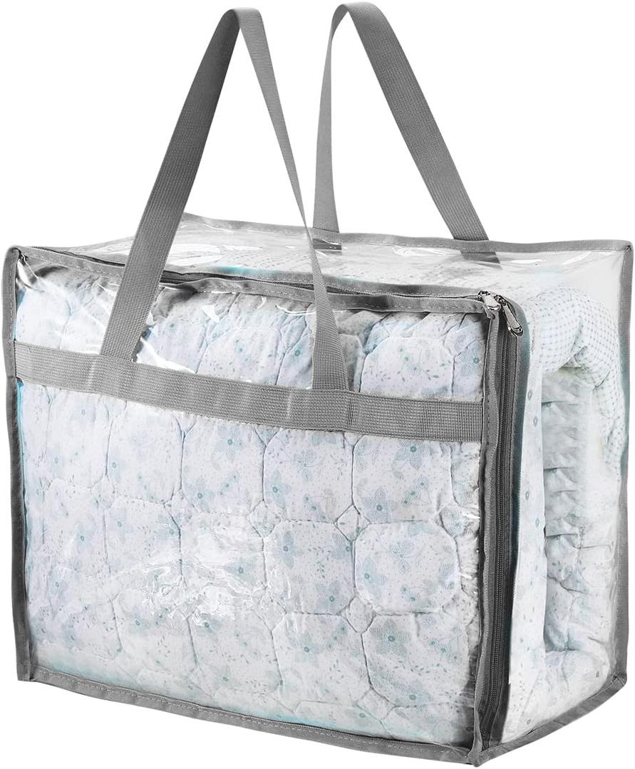 Vinyl Storage Bags for Sheet, Thin Blanket, Sofa Pillow, Clothes (Grey)