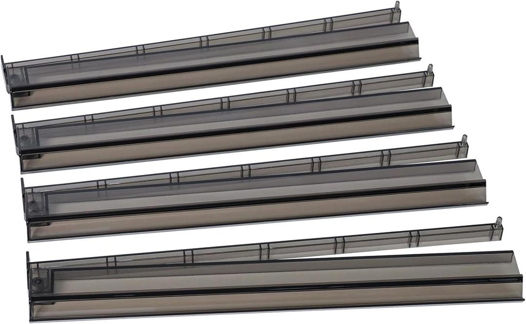 GUSTARIA Mahjong All-in-One Tile Rack & Pusher, Clear Acrylic Mahjong Rack and Pusher Combo, Modern American Mahjong Tile Racks, Set of 4, Black (17.72 inches)