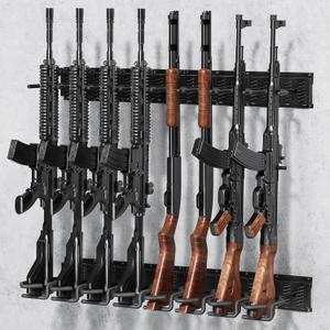 Gun Rack for Wall, Heavy Duty Steel Gun Wall Mount, Adjustable 4/8/12 Slot Indoor Gun Racks Securely Hold Shotguns Rifles Rack for Home Garage Office or Retail Shop