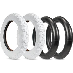 12.5 x 2.25 Kid Bike Tires,2 Sets 12 1/2 x 2 1/4(62-203) Inner Tube and Tire with TR13 Straight Valve for Electric Scooter or E-Bike (White)