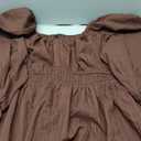 CICIDUDU Plus Size Mini Cocktail Dress for Curvy Women Long Sleeve Sweetheart Neckline Ruffle Hem Smocked Flowy Fall Dresses Brown  3XL