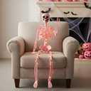 40 Skeleton Halloween Decorations LED Light up Pink Plastic Skeleton Full Body Posable Movable Jonints for Halloween Party Decoration Graveyard Haunted Home Props Indoor Outdoor Decor