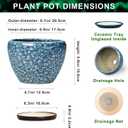 Ceramic Planter Pots - 8 Inch Planters for Indoor Outdoor Plants, Modern Flower Pot with Drainage Hole and Saucer, Round Ceramic Planter, Bookshelf Decor, Gifts for Gardeners, Stone Blue