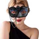 elegant black feather masquerade ball mask for women and men - perfect couple accessory for masquerade Halloween