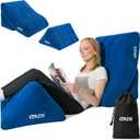 Inflatable Wedge Pillow Set - Inflatable Bed Wedge for Sleeping, Swollen Legs, and Travel - Compact Blow-Up Leg Pillow for Elevation