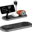 3 in 1 Fast Wireless Charger Stand for iPhone, Foldable Travel Charging Station for Magsafe for iPhone 17/Air/16/15/14/13/12 Series, Apple Watch Series, AirPods pro/2/3/4, Gifts for Women Men (Black)