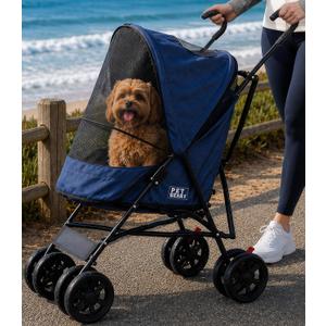 Pet Gear Travel Lite Plus Stroller, Ocean Blue | For Cats and Dogs up to 15 Pounds, Compact Easy Fold, No Assembly Required, Large Wheels