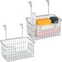 Wire Hanging Storage Basket 2 Packs, Wall Mounted Kitchen Bathroom Storage Basket, Home Multi-Functional, no Punching, Bearing Strong, Suitable for Home, Office,Chrome