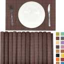 ANDSTAR Set of 12 Pcs Bamboo Placemats Natural Anti-Slip Bamboo Placemats Washable Heat-Resistant Table Mats for Dining Room and Kitchen (Chocolate)