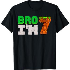 Birthday Boy 7th Birthday I'm 7 Year Old Gamer Pixel Number T-Shirt M