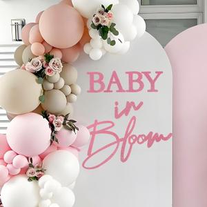 Baby in Bloom Sign, 16x24 Felt Letter Baby Shower Sign Baby in Bloom Party Decor Backdrop for Boy or Girl Baby Shower Gender Reveal 1st Birthday - Gillter Pink