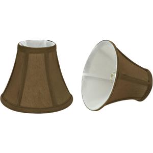 Aspen Creative 30049-2A, Bell Clip-On Chandelier Lamp Shade, Light Brown, 3" Top x 6" Bottom x 5" Slant Height, Set of 2