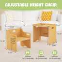 MallBest Montessori Weaning Table and Chair Set-Adjustable seat Height Wooden Toddler TableKids Activity Step StoolsKids Funiture for Eating Drawing Reading
