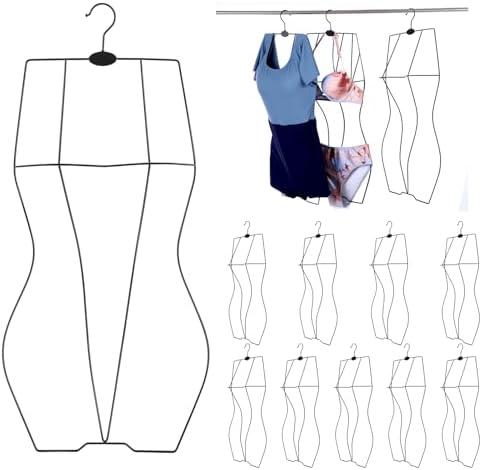 Reallnaive 10 Pack Body Shape Hangers for Display Swimsuit Display Hanger Metal Wire Swimwear Hangers for Bikini Lingerie Dress Black, 4mm Thickened