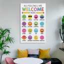 Chalkboard Feelings Chart for Kids - Emotions Poster Decorative Canvas Wall Art for Living Room & Bedroom - 12x18inch (30x45cm)