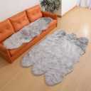 Faux Fur Sheepskin Rug, Grey, 2x6 ft Runner