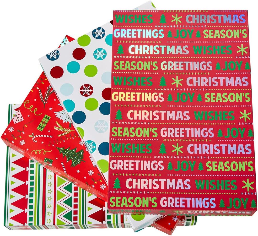 SUNCOLOR 12 Pack 14" Red Large Christmas Gift Boxes With Lids For Clothes Presents