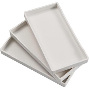 3 Packs White Mini Trays (8 inch x 4 inch) for Serving Accessory, Spa, Coffee, Drinks, Wine, Tea, Bar, Party, Towel, Seasoning, Perfume or Display Use.