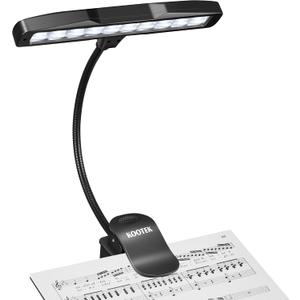 Kootek Music Stand Light, Eye Caring Clip-on Piano Lamp, 360 Flexible Gooseneck Adjustable Brightness USB Rechargeable for Sheet, Book Reading, Orchestra, Podium, Easel