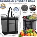 Pickmesh 10 Pcs Large Insulated Cooler Bag with Thermal Foam Insulated Grocery Bags Shopping Bag Food Delivery Bag Travel Insulated Bag Beach Cooler Bags for Grocery, Travel, Beach (Gray), About 21 X 17 X 8 Inches