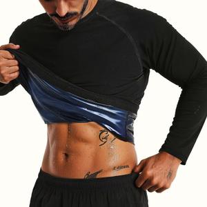 Sauna Shirt for Men Weight Loss Long Sleeve Slimming Sweat Sauna Suit Heat Trapping Compression Workout Body Shaper (Large, Black)